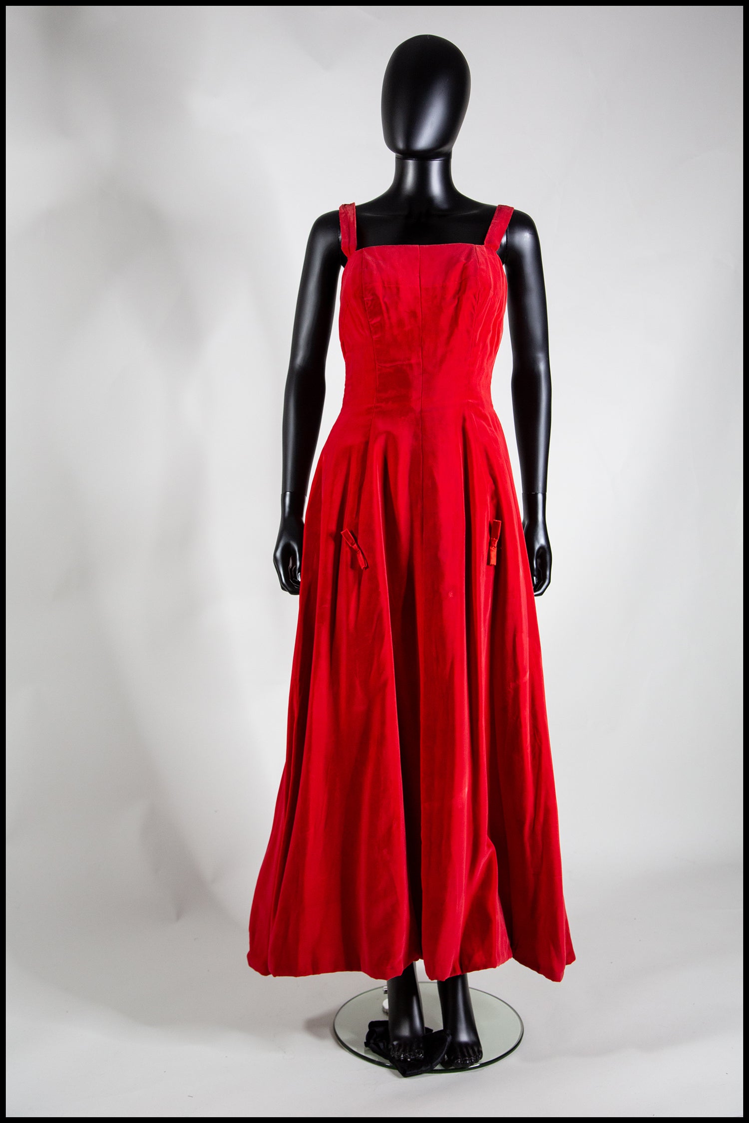 Vintage 1950s Red Velvet Ballgown Dress