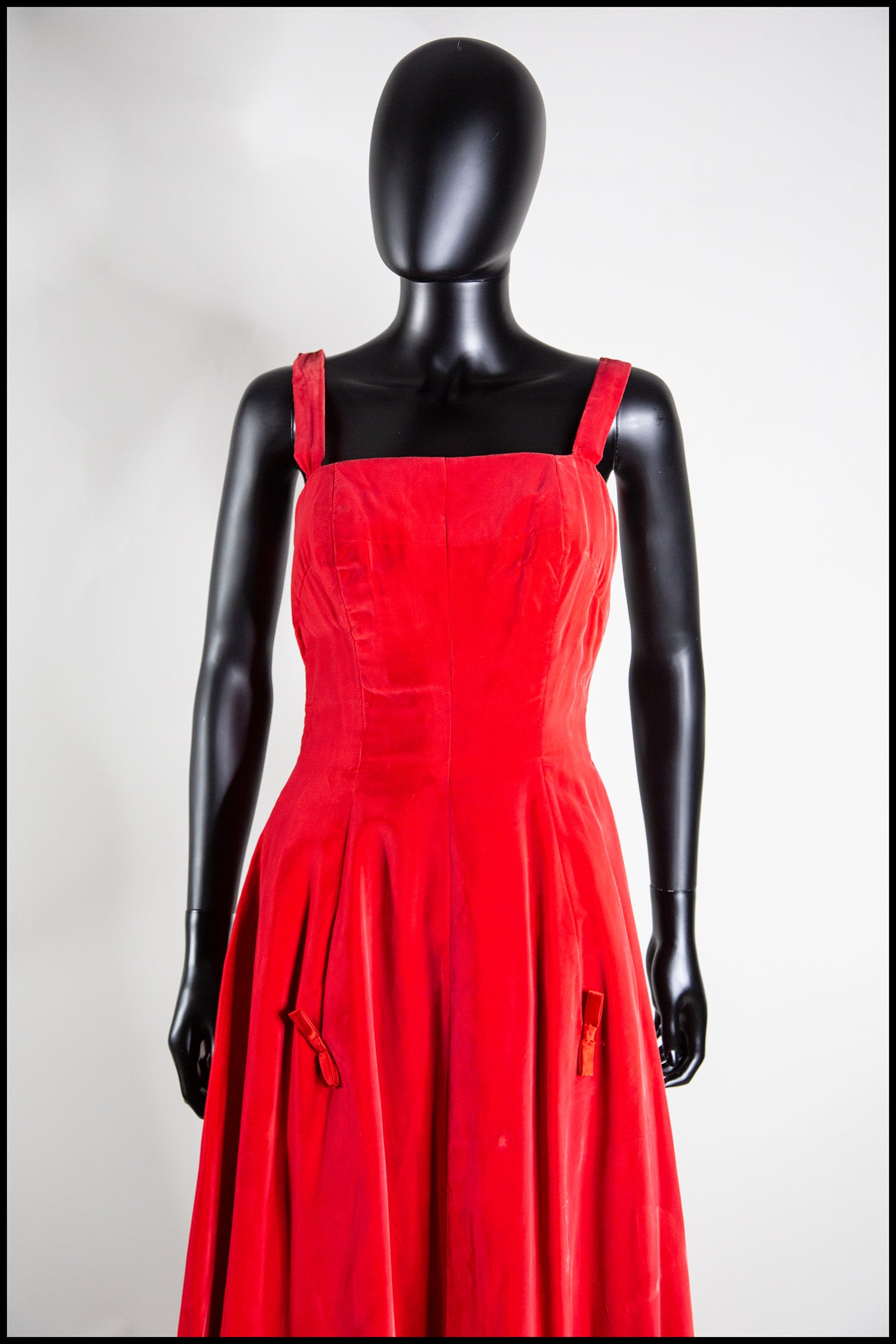 Vintage 1950s Red Velvet Ballgown Dress