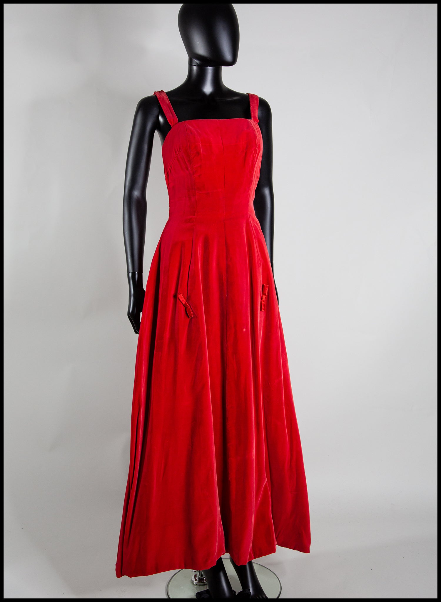 Vintage 1950s Red Velvet Ballgown Dress