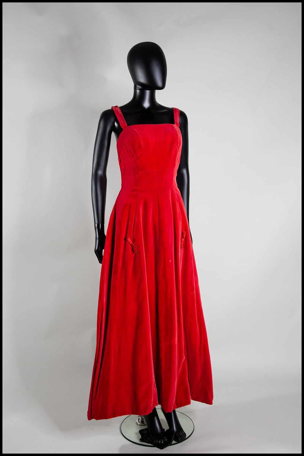 Vintage 1950s Red Velvet Ballgown Dress