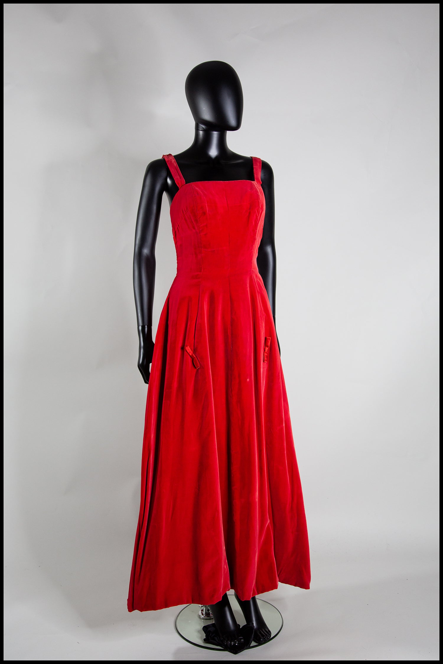 Vintage 1950s Red Velvet Ballgown Dress