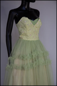 Vintage 1950s Green Tulle Dress