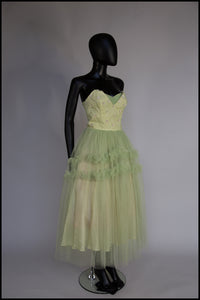 Vintage 1950s Green Tulle Dress