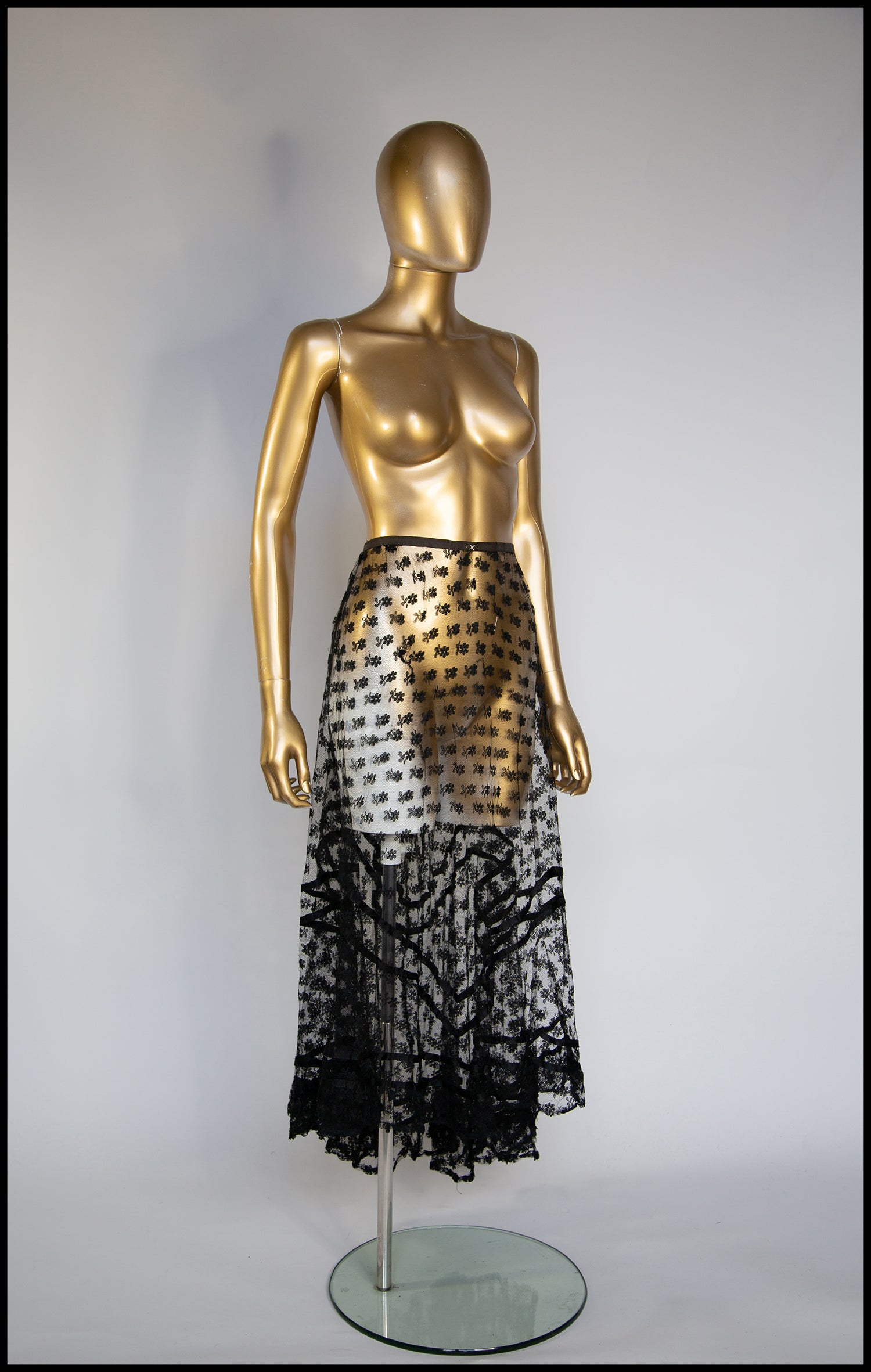 Vintage 1920s Black Lace Skirt