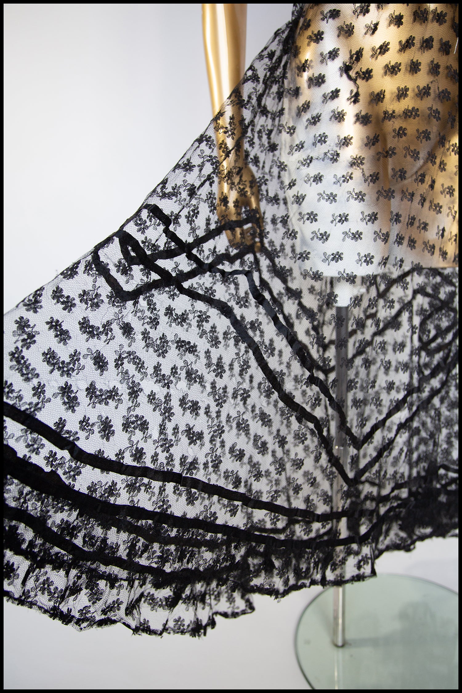 Vintage 1920s Black Lace Skirt