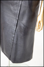 Vintage 1980s Black Leather Panel Cut Pencil Skirt