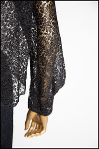 Vintage 1930s Black Lace Tie Top