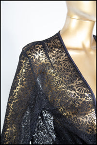 Vintage 1930s Black Lace Tie Top