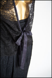 Vintage 1930s Black Lace Tie Top