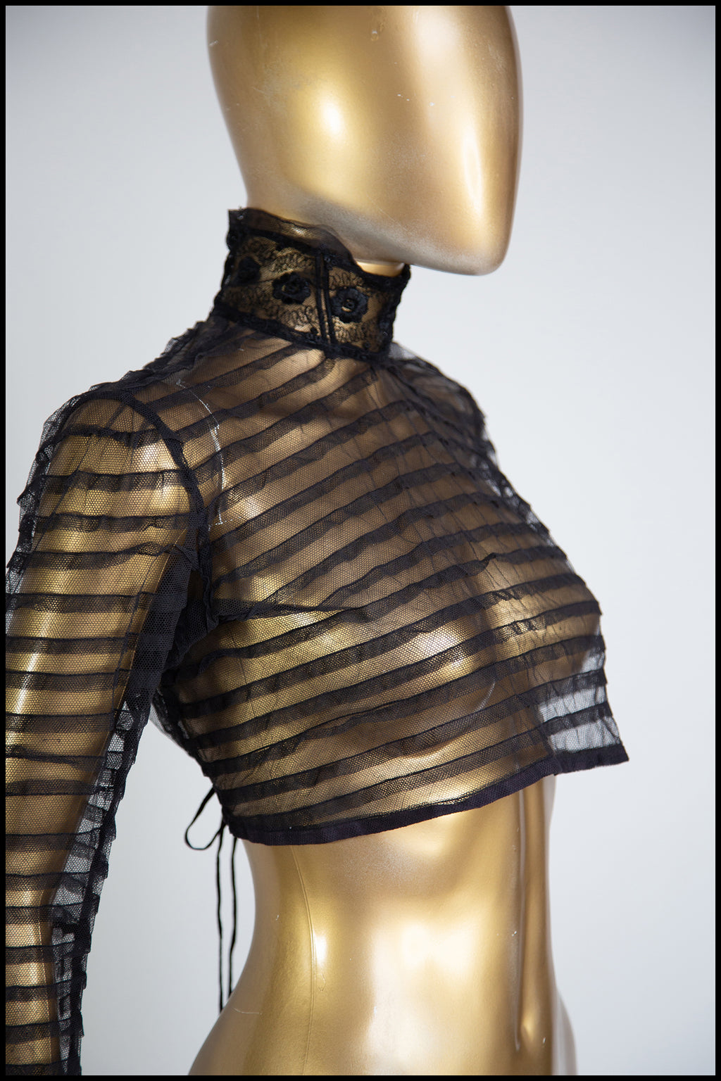 Antique Victorian Stripe Tulle Bodice Top