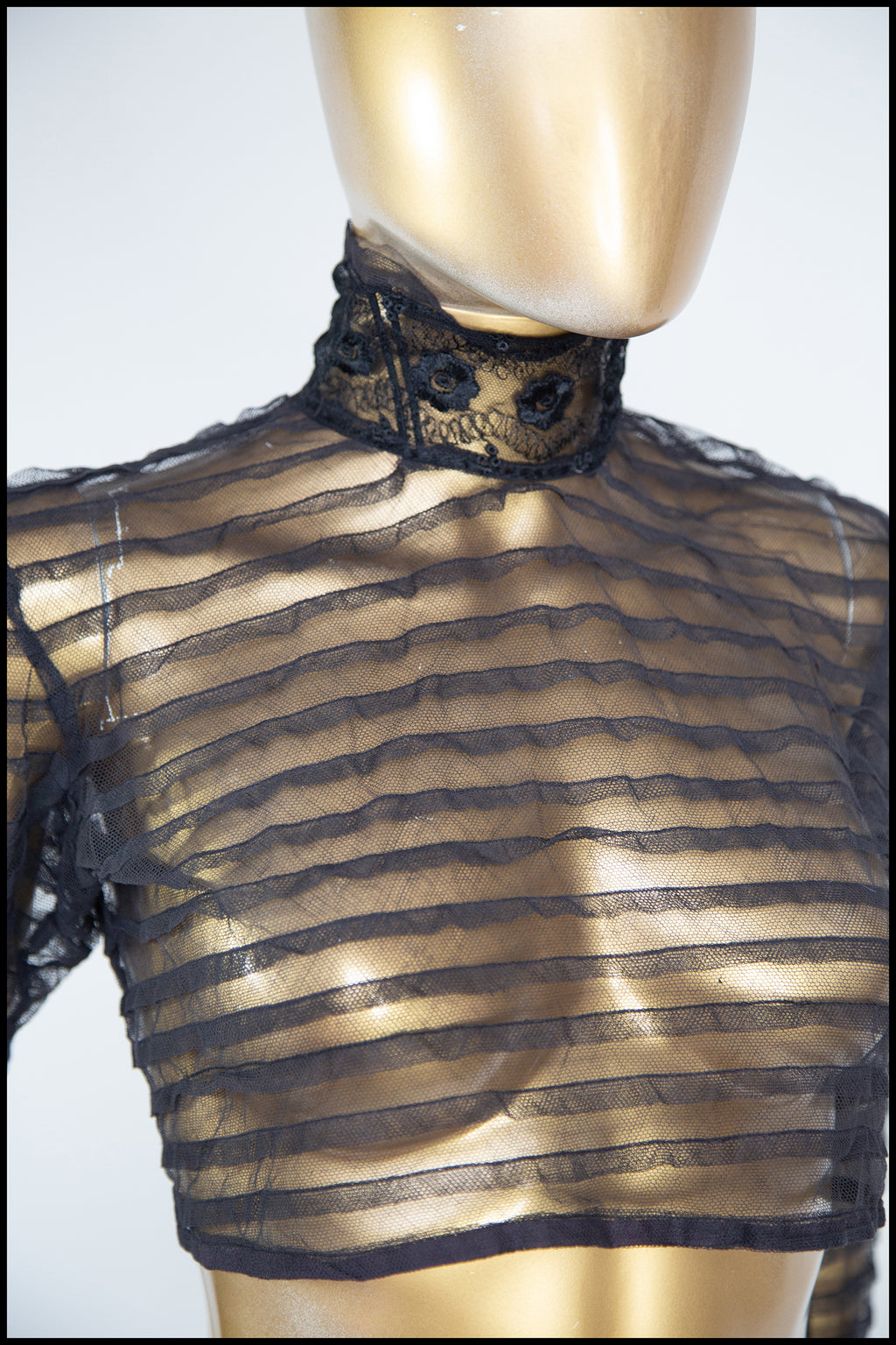 Antique Victorian Stripe Tulle Bodice Top