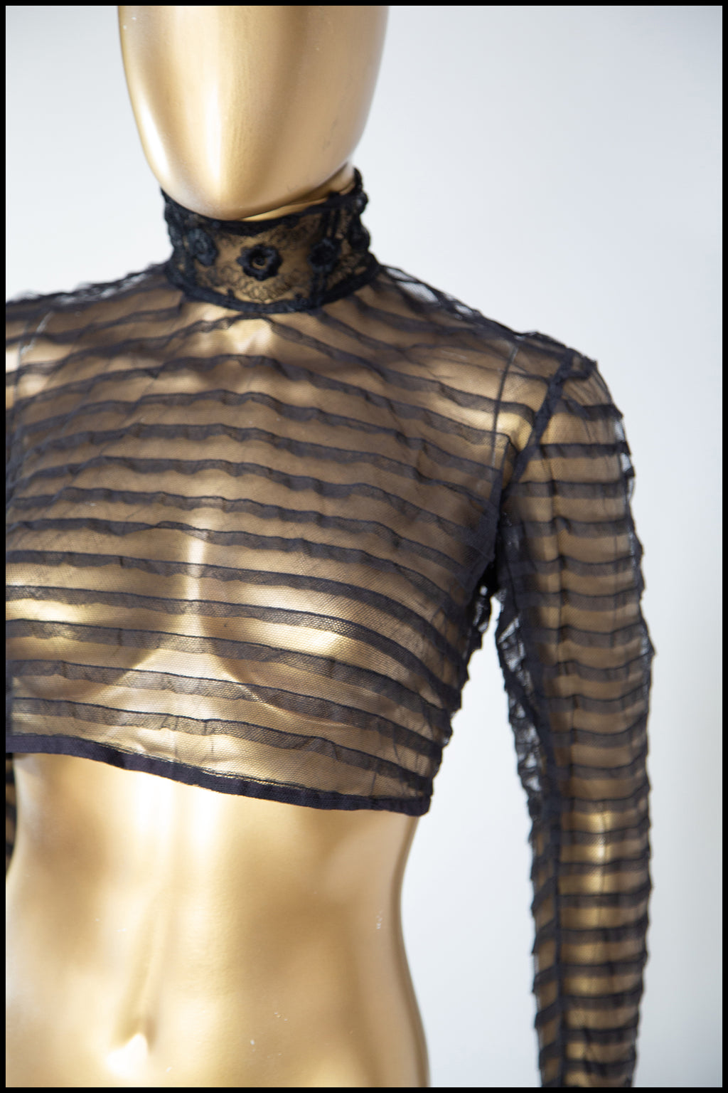 Antique Victorian Stripe Tulle Bodice Top