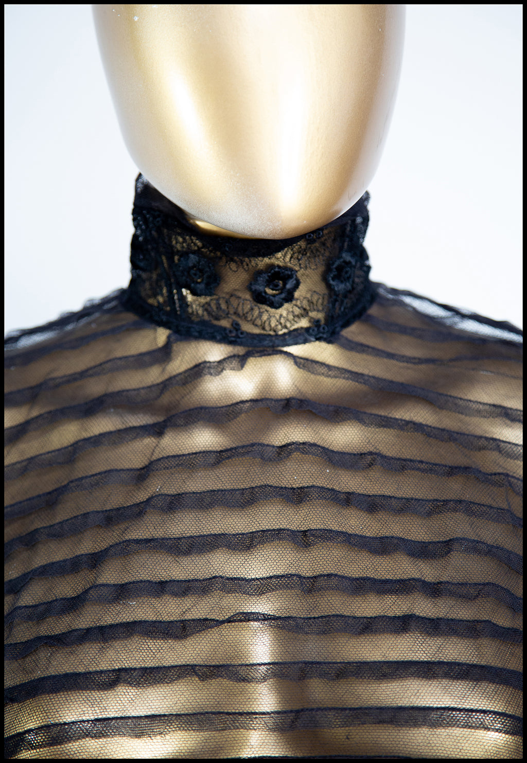 Antique Victorian Stripe Tulle Bodice Top