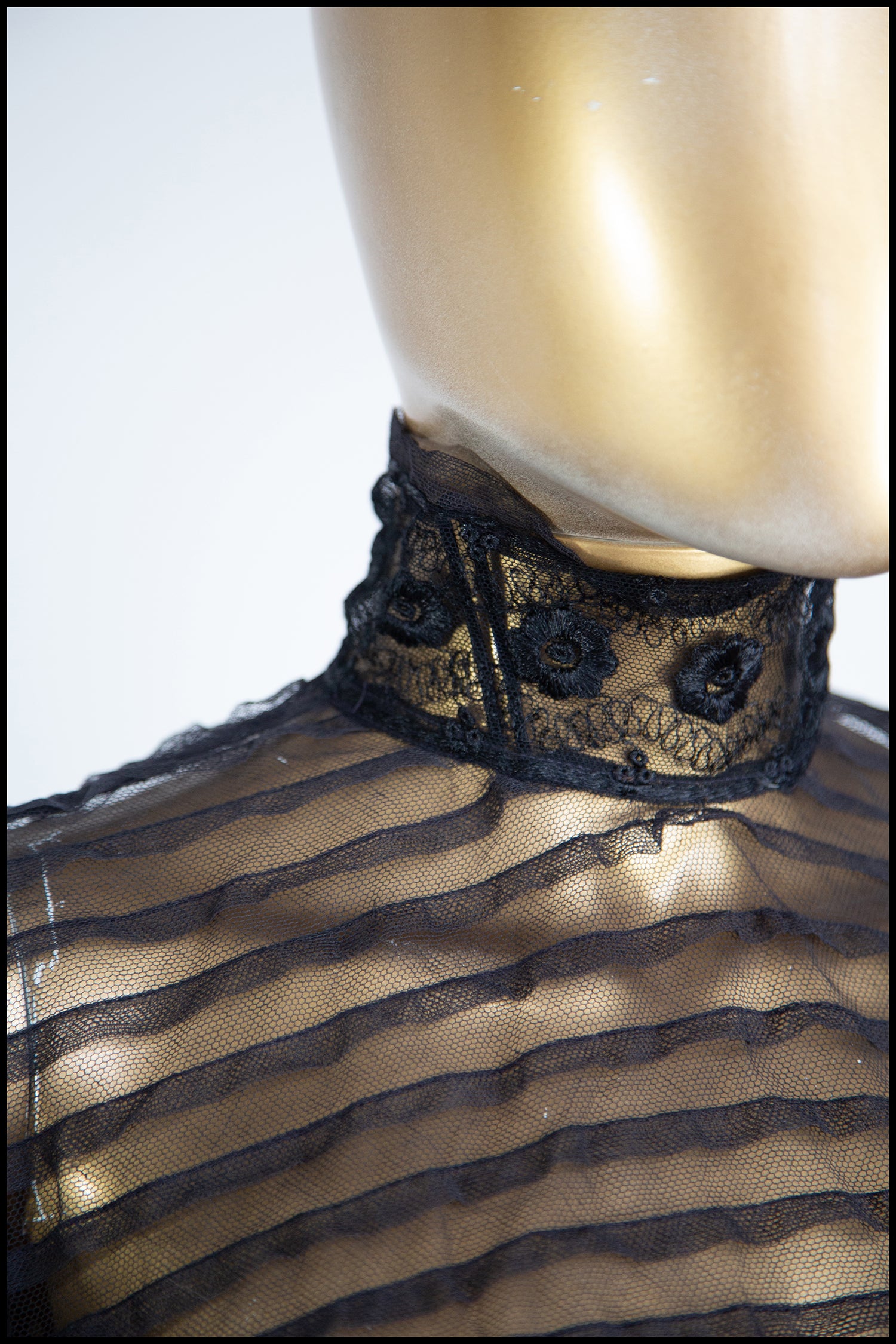 Antique Victorian Stripe Tulle Bodice Top