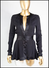 Vintage 1970s Ossie Clark Black Crepe Blouse Jacket