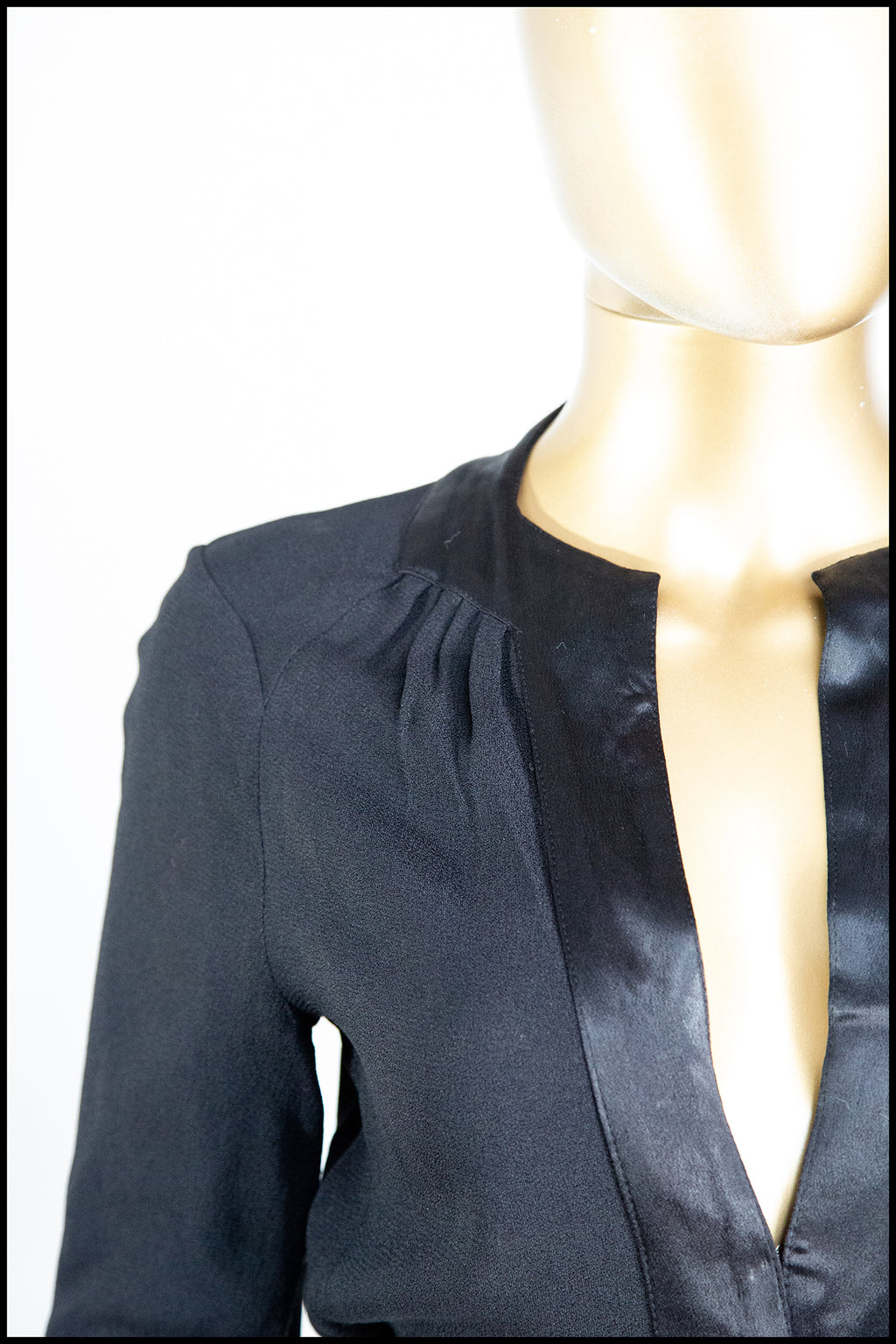 Vintage 1970s Ossie Clark Black Crepe Blouse Jacket