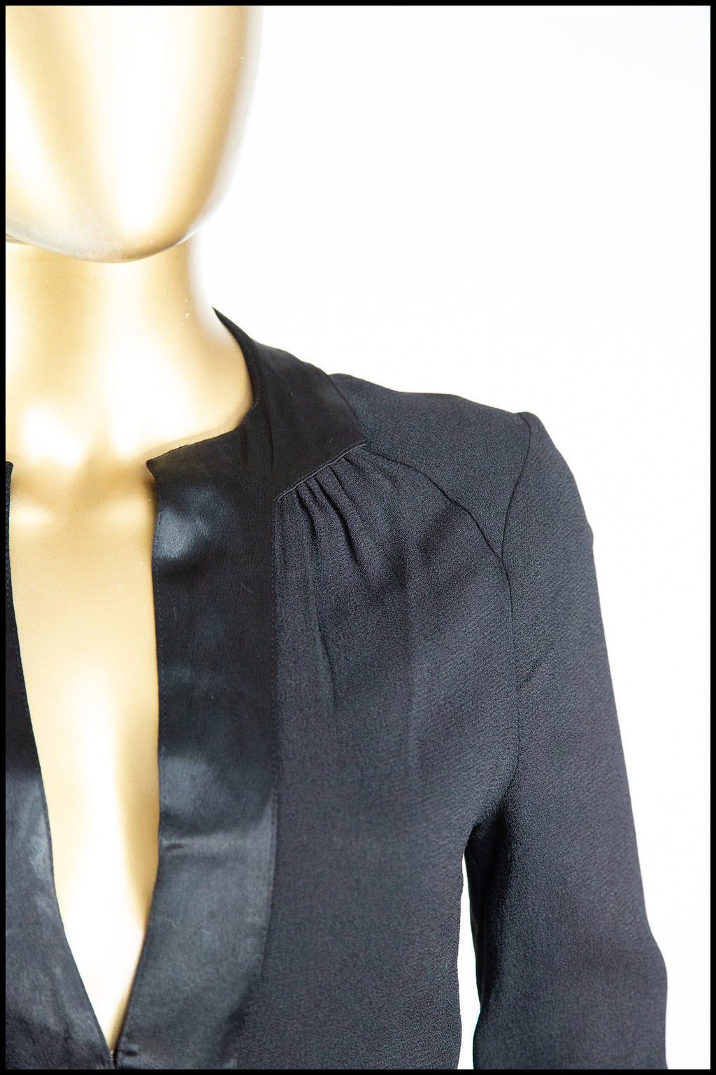 Vintage 1970s Ossie Clark Black Crepe Blouse Jacket