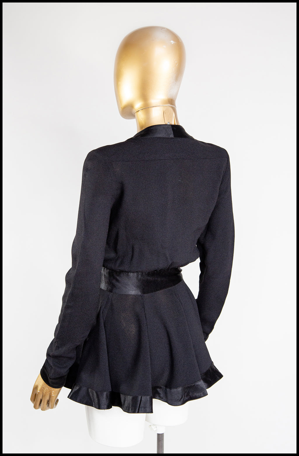 Vintage 1970s Ossie Clark Black Crepe Blouse Jacket