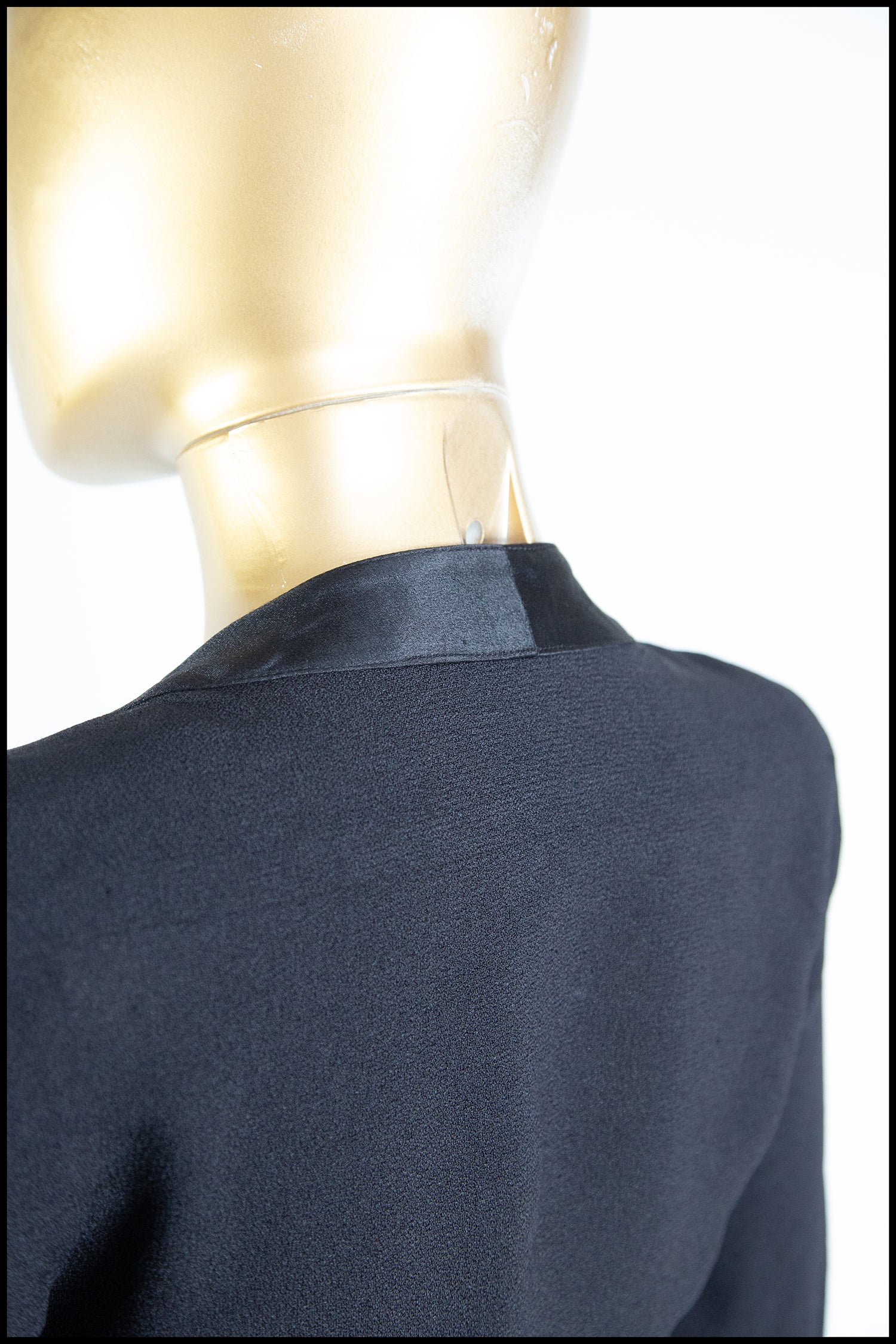 Vintage 1970s Ossie Clark Black Crepe Blouse Jacket