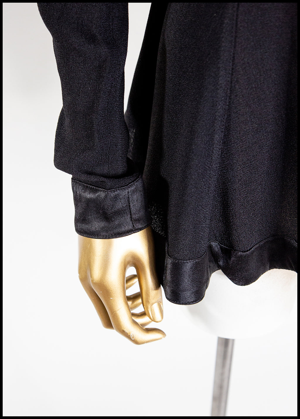 Vintage 1970s Ossie Clark Black Crepe Blouse Jacket