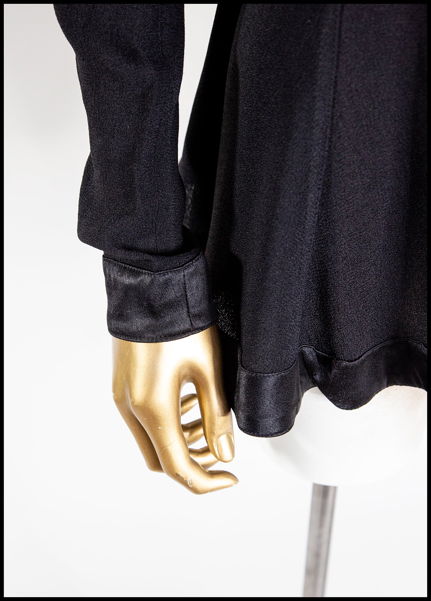 Vintage 1970s Ossie Clark Black Crepe Blouse Jacket