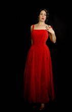 Vintage 1950s Red Velvet Ballgown Dress