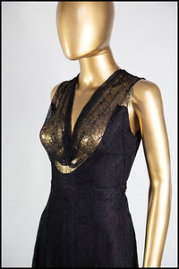 Vintage 1930s Black French Lace Dress