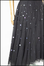 Vintage 1950s Black Sequin Tulle Dress