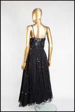 Vintage 1950s Black Sequin Tulle Dress