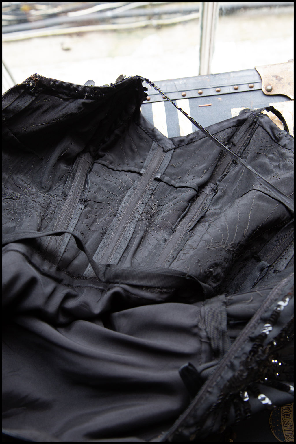 Vintage 1950s Black Sequin Tulle Dress
