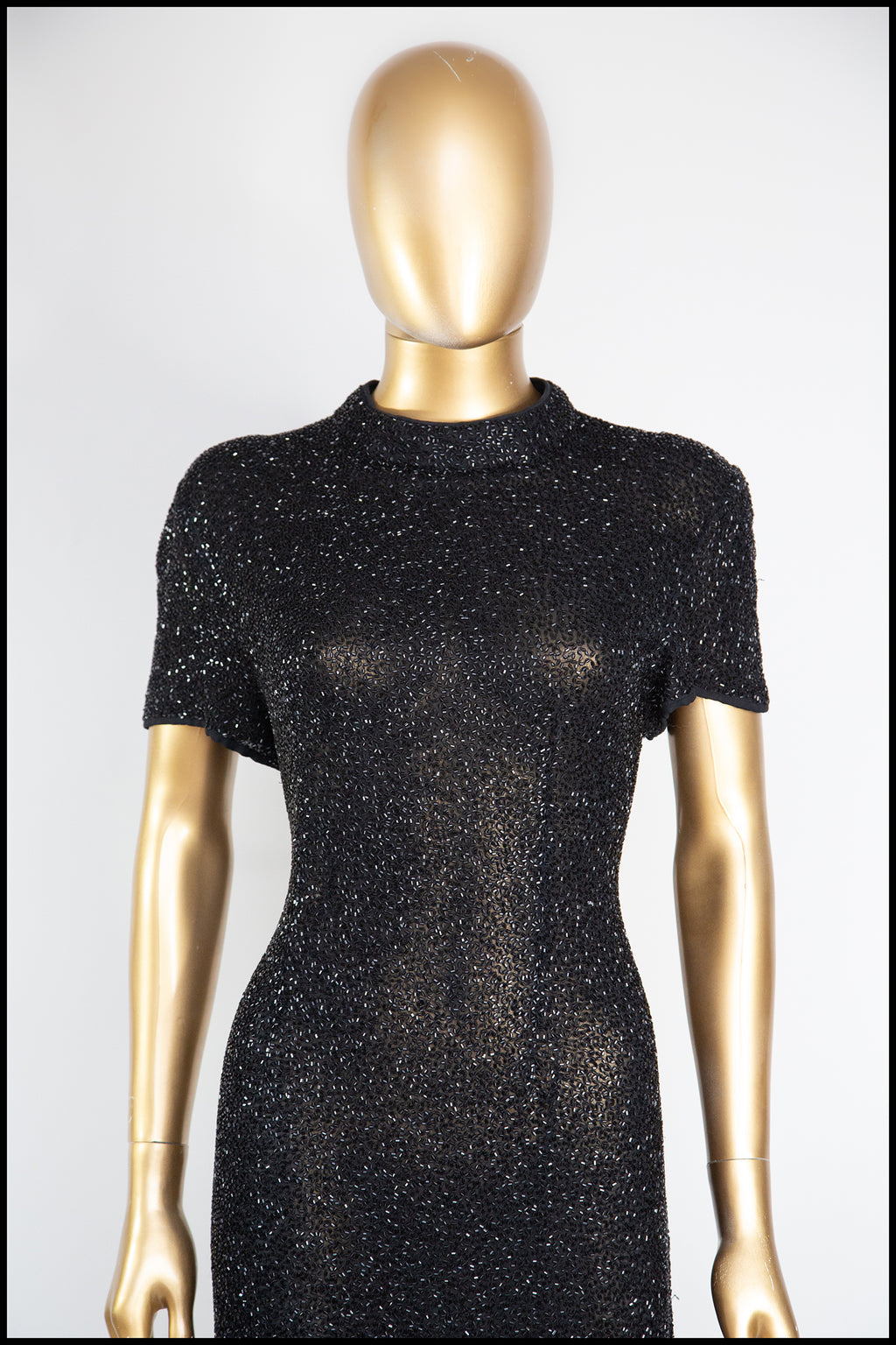 Vintage 1980s Black Beaded Gown