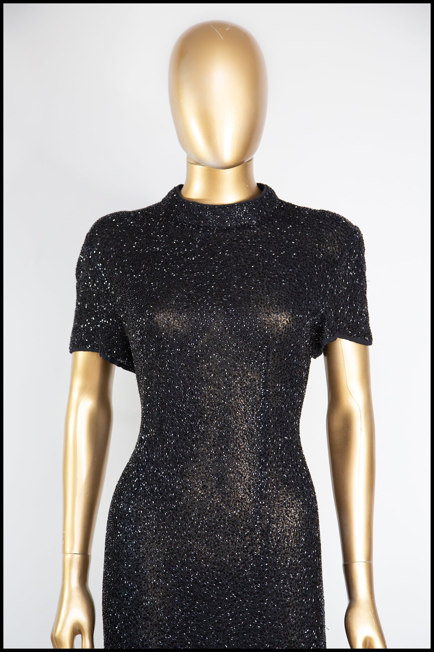 Vintage 1980s Black Beaded Gown