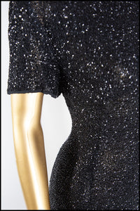 Vintage 1980s Black Beaded Gown