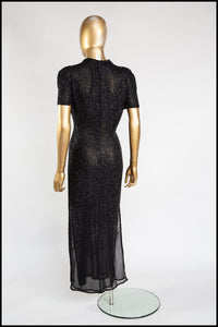 Vintage 1980s Black Beaded Gown