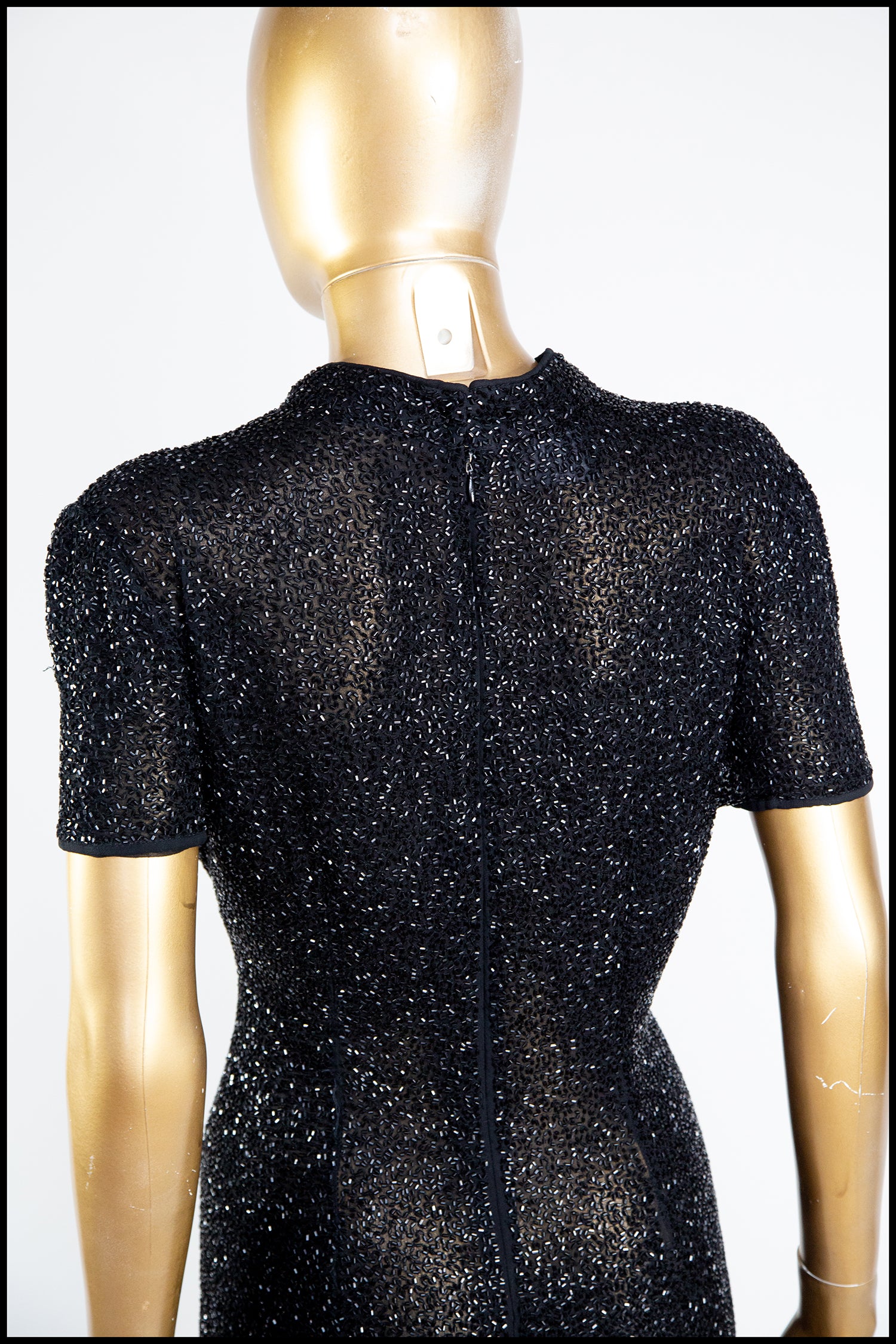 Vintage 1980s Black Beaded Gown