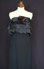 Vintage 1990s Chanel couture black crepe ribbon dress