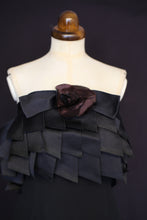 Vintage 1990s Chanel couture black crepe ribbon dress