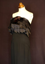 Vintage 1990s Chanel couture black crepe ribbon dress
