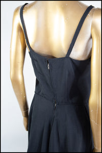 Vintage 1950s Black Grosgrain Ballgown Dress