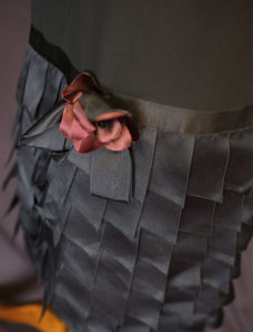 Vintage 1990s Chanel couture black crepe ribbon dress