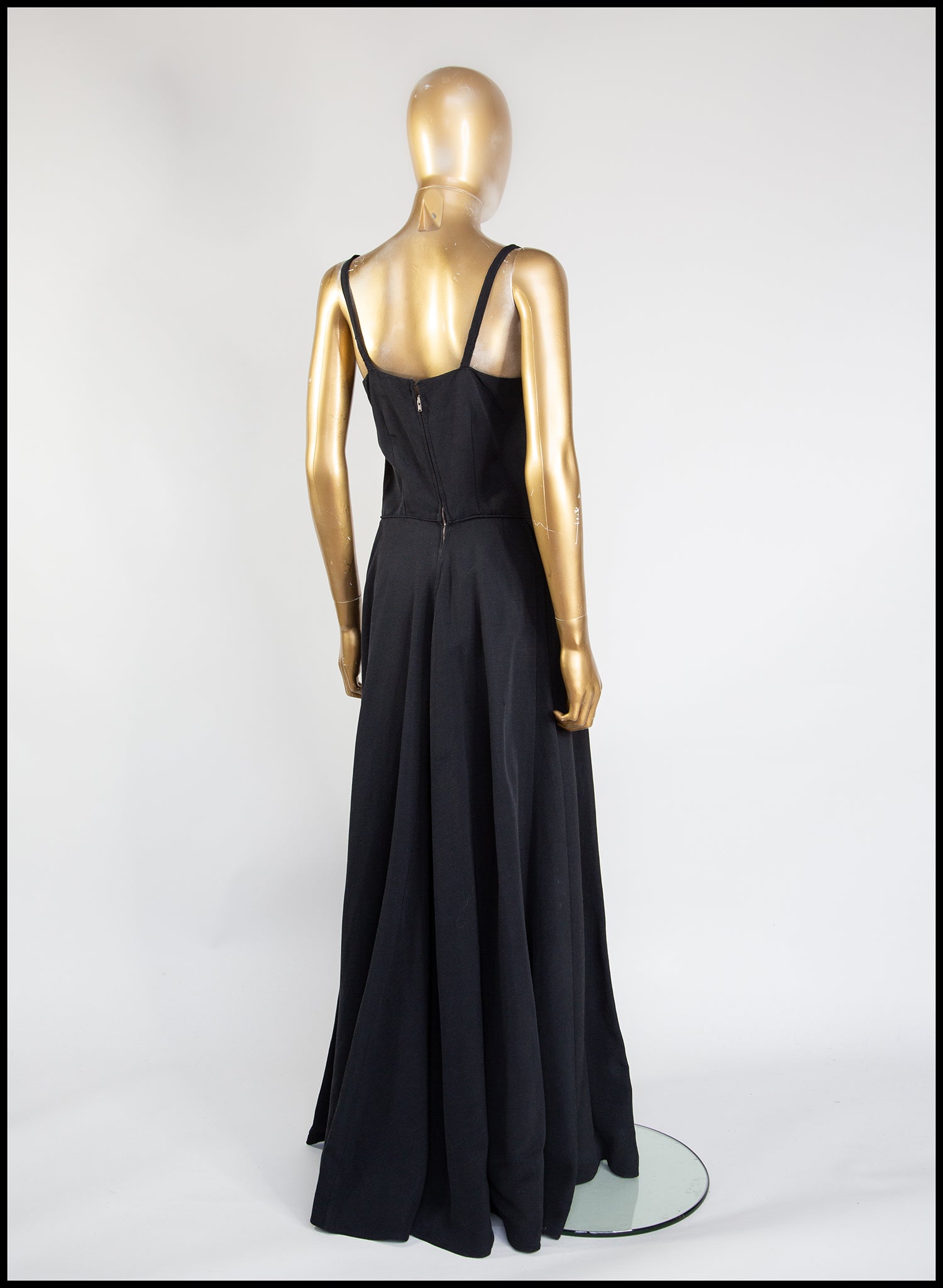 Vintage 1950s Black Grosgrain Ballgown Dress