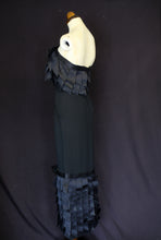Vintage 1990s Chanel couture black crepe ribbon dress