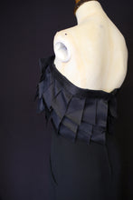 Vintage 1990s Chanel couture black crepe ribbon dress