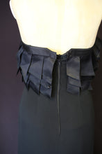 Vintage 1990s Chanel couture black crepe ribbon dress