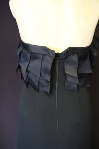 Vintage 1990s Chanel couture black crepe ribbon dress