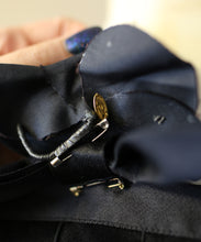 Vintage 1990s Chanel couture black crepe ribbon dress