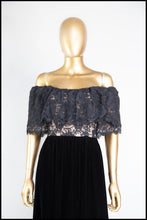 Vintage 1970s Black Ruffle Lace Dress