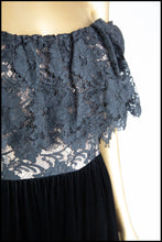 Vintage 1970s Black Ruffle Lace Dress