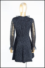 Vintage 1960s Black Dot Ruffle Mini Dress