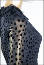 Vintage 1960s Black Dot Ruffle Mini Dress